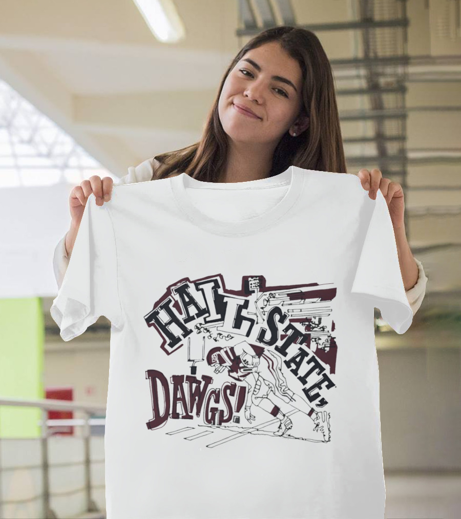 Hail State Dawgs Mississippi State Football Action Player T-Shirt
