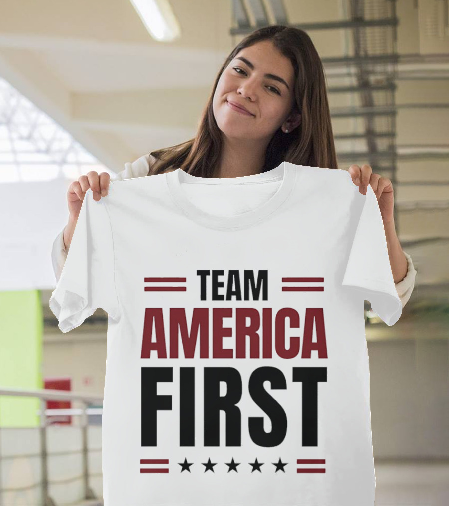 Team America First Patriotic USA Stars Stripes T-Shirt