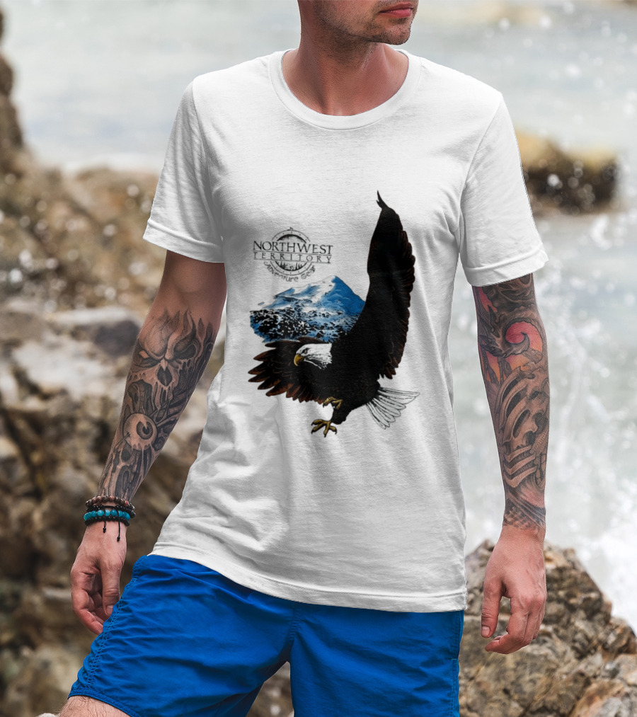 Northwest Territory Adventure Eagle Majestic Mountain Scene T-Shirt