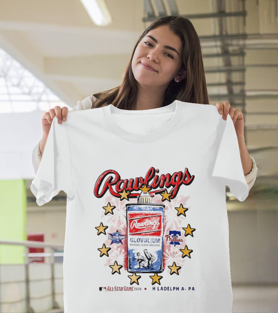 Rawlings Glovolium Baseball Glove Dressing 2026 MLB All Star Game Philadelphia PA Phillies T-Shirt