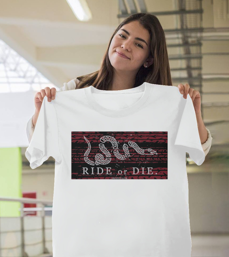 Ride Or Die Coiled Snake Tire Tread Grunt T-Shirt