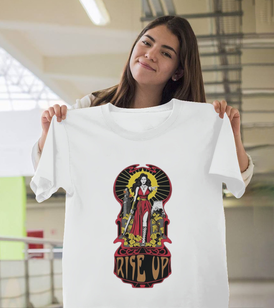Rise Up Empowerment Resistance Activism Art Deco Warrior Woman T-Shirt