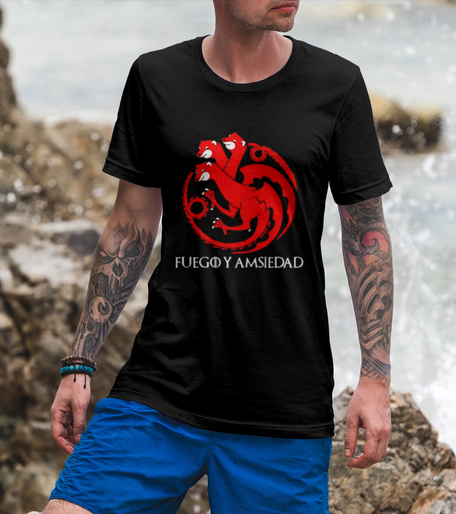 Fuego Y Ansiedad Game Of Thrones House Of The Dragon Three Headed Dragon T-Shirt