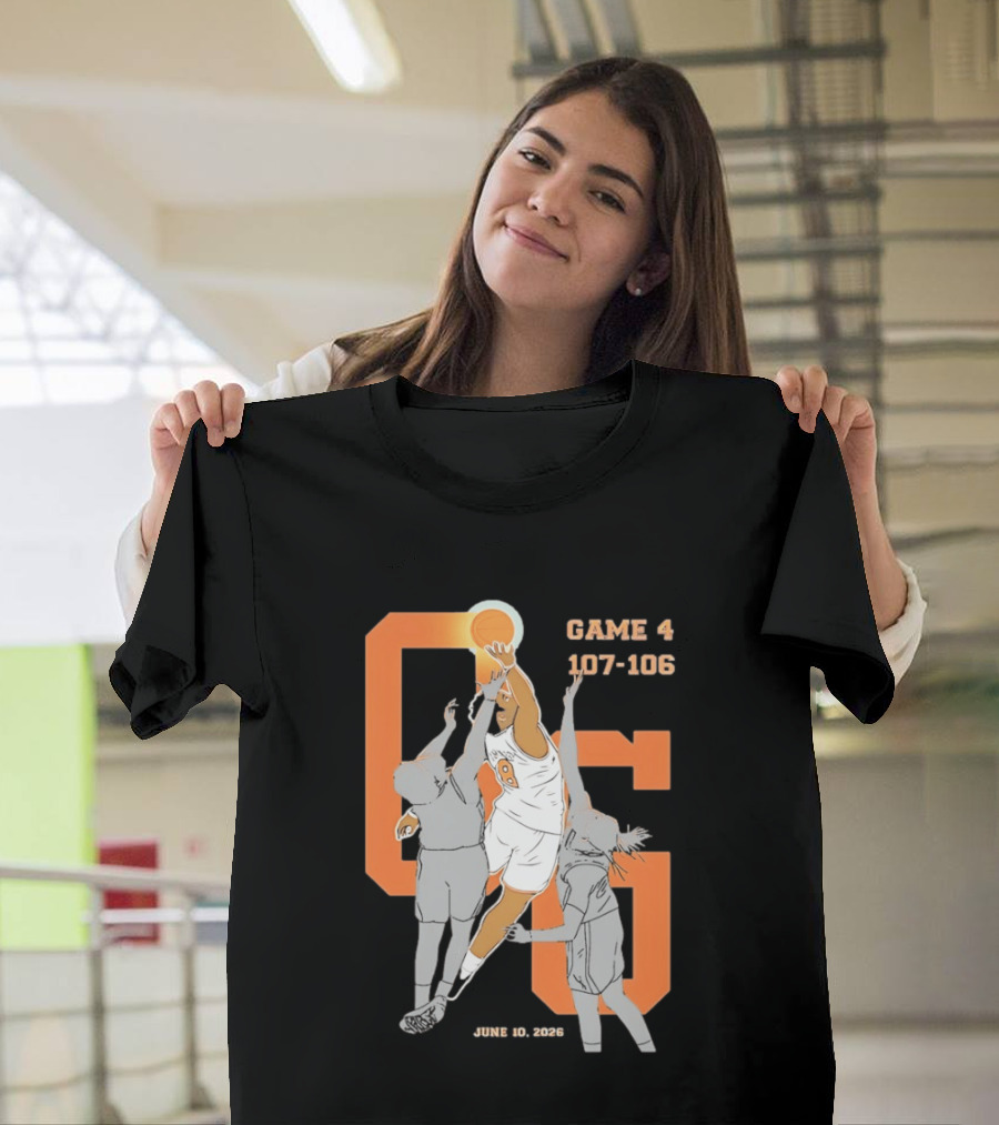 Game 4 107 106 June 10 2026 Basketball Player Dunk Action T-Shirt