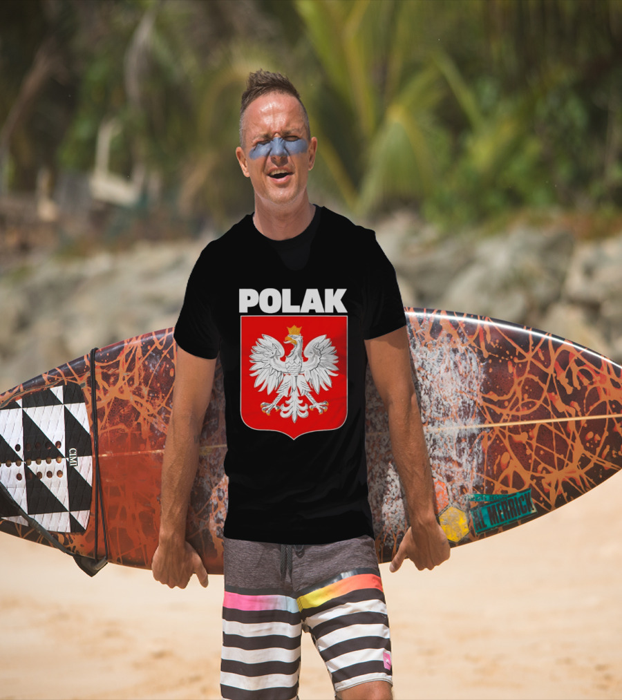 Polak Polish Eagle Emblem White Text Red T-Shirt