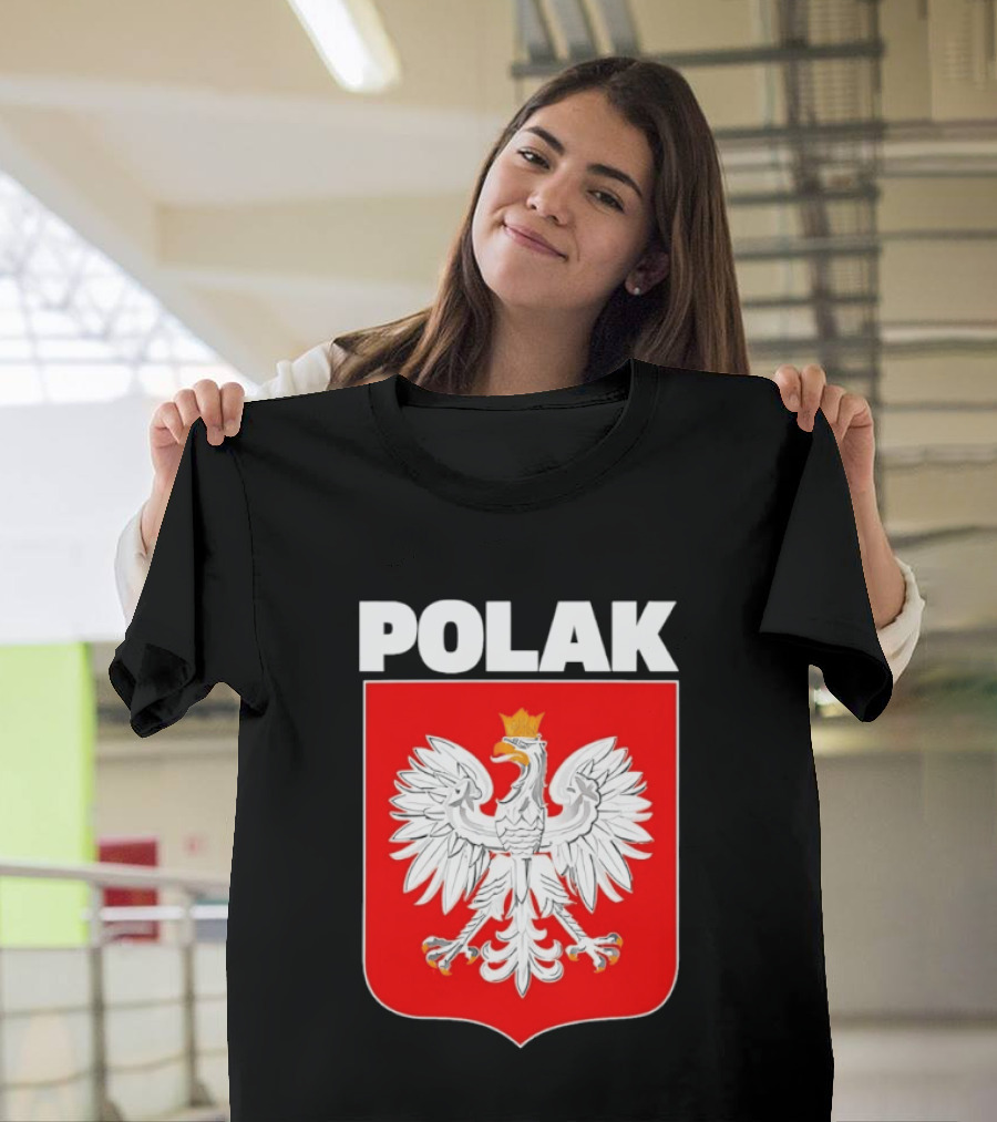 Polak Polish Eagle Emblem White Text Red T-Shirt
