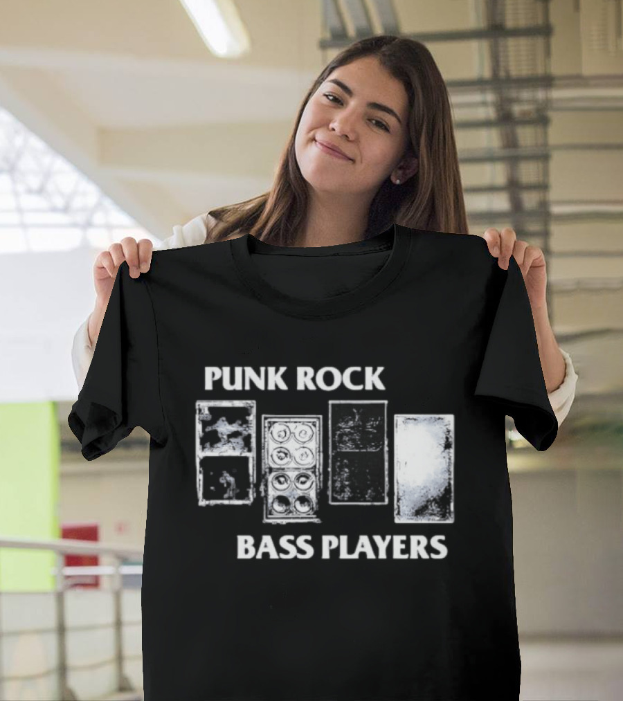 Punk Rock Bass Players Amplifier Musician Black White Speaker Cabinet T-Shirt