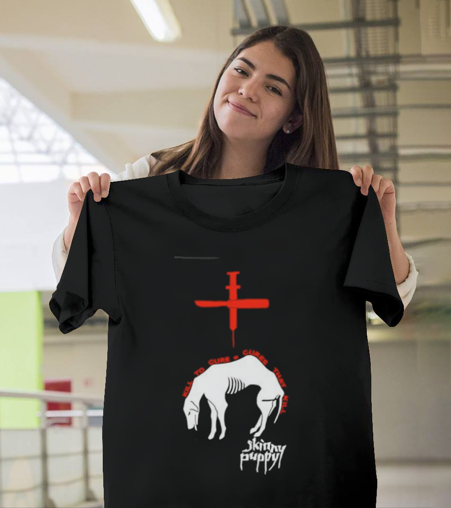 Skinny Puppy Kill To Cure Syringe Skeleton Artwork Cures That Kill T-Shirt