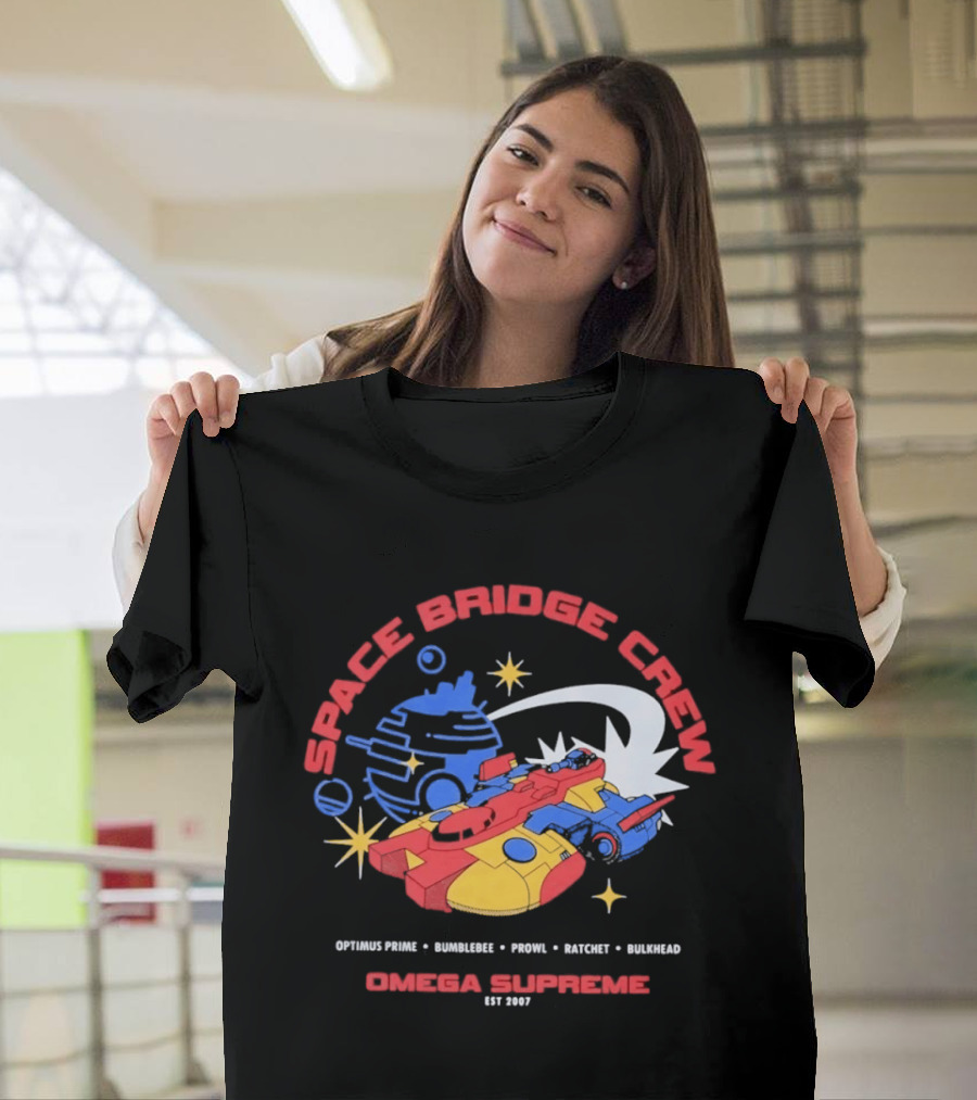 Space Bridge Crew Omega Supreme Optimus Prime Bumblebee Prowl Ratchet Bulkhead T-Shirt