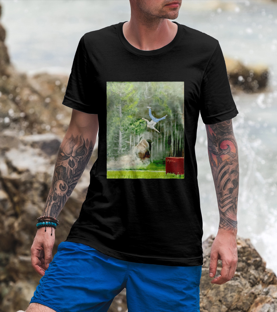 Sportman Epic Bison Attack Wildlife Painting T-Shirt
