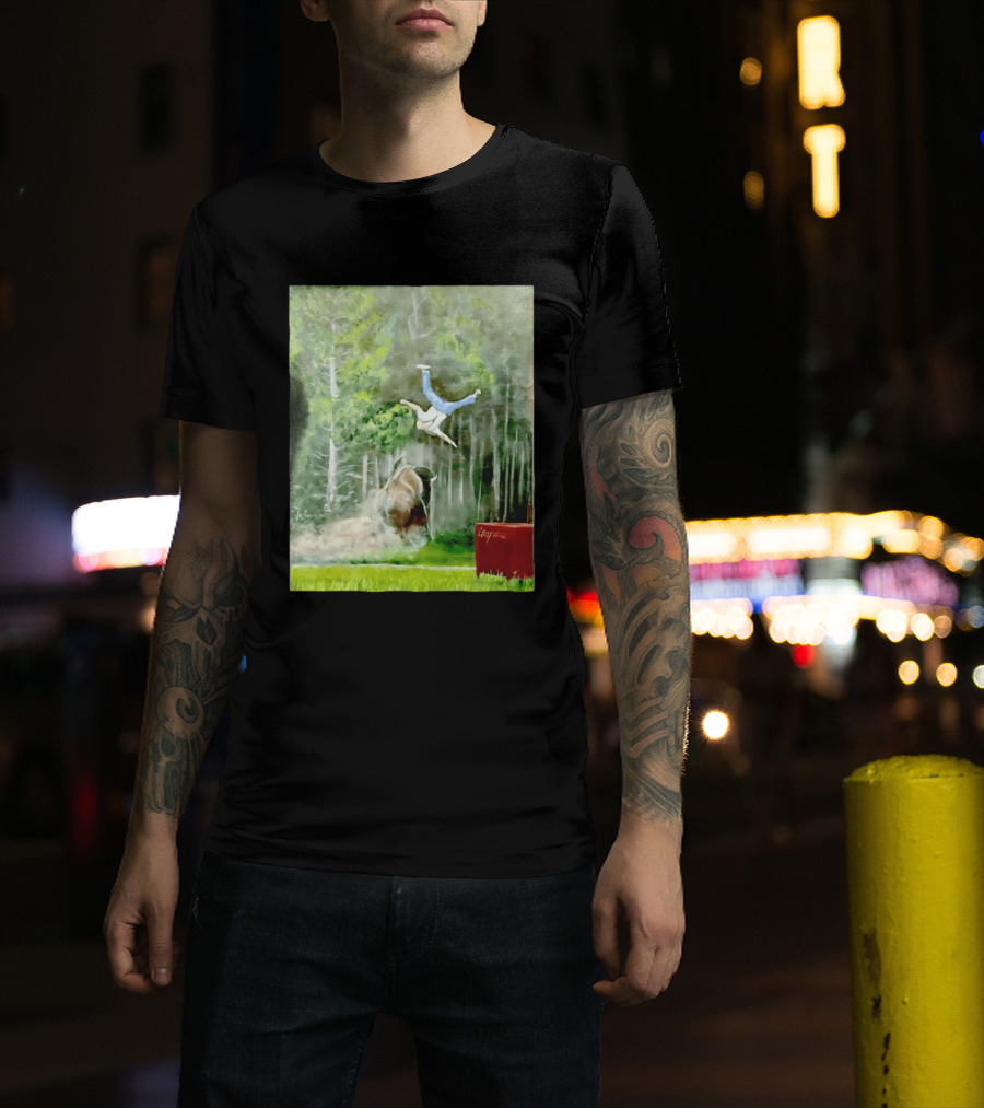Sportman Epic Bison Attack Wildlife Painting T-Shirt