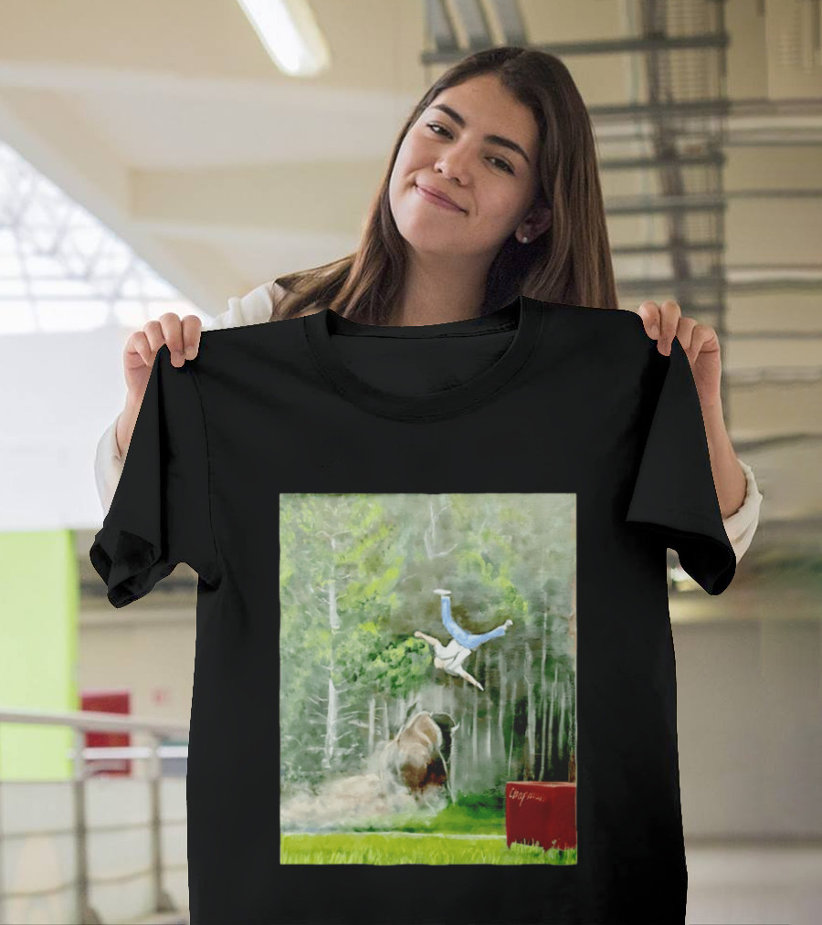 Sportman Epic Bison Attack Wildlife Painting T-Shirt