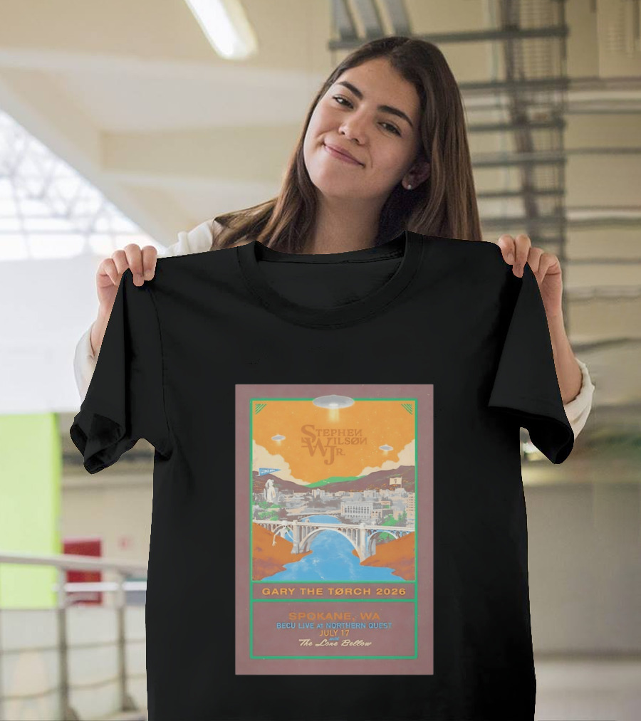 Stephen Wilson Jr Gary The Torch 2026 Bridge UFO Spokane WA Concert July 17 The Lone Bellow T-Shirt