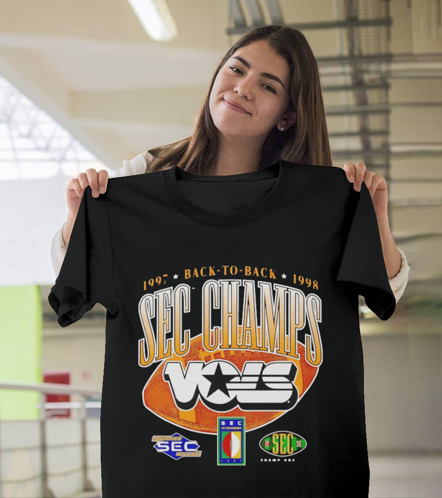 Tennessee Volunteers Vols SEC Champs Back To Back 1997 1998 Football Southeastern Conference Championship T-Shirt