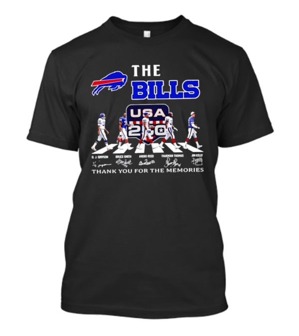 Buffalo Bills USA 250th Anniversary With Player Signatures And Thank You For The Memories T-Shirt