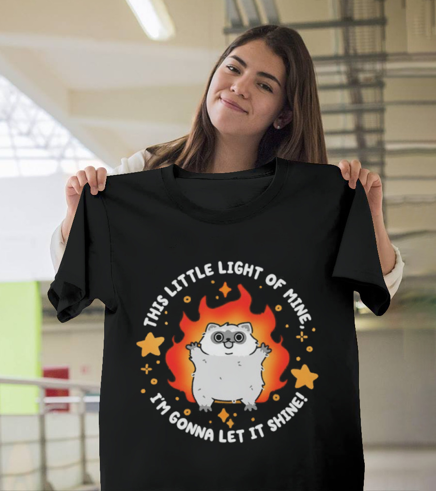 This Little Light Of Mine Raccoon I'm Gonna Let It Shine Stars Flame T-Shirt