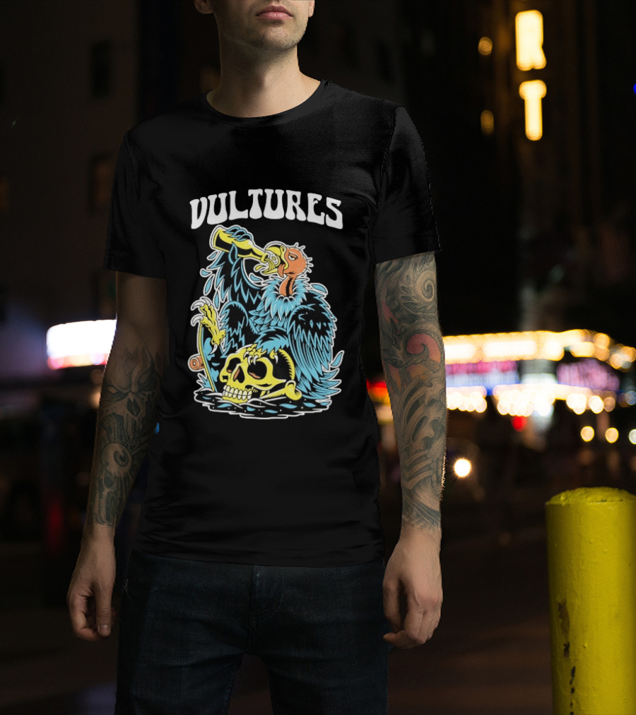 Vultures Drinking Beer On Skull T-Shirt