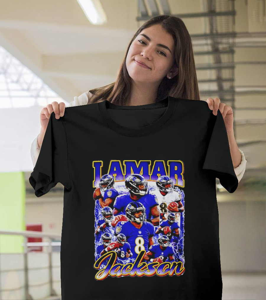 Lamar Jackson Baltimore Ravens NFL Football Star 8 T-Shirt