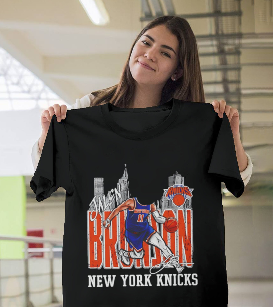 Jalen Brunson New York Knicks Basketball City Skyline T-Shirt