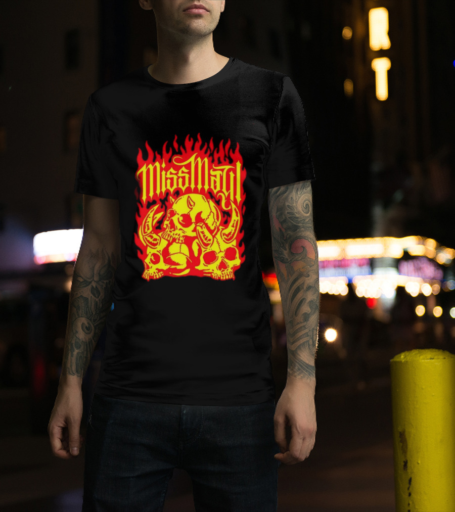 Miss May I Flaming Skulls Fire Metalcore Band T-Shirt