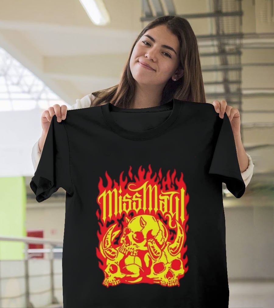 Miss May I Flaming Skulls Fire Metalcore Band T-Shirt