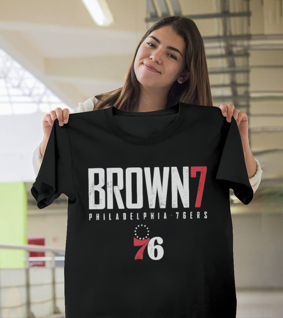 BROWN 7 Philadelphia 76ers 76 Basketball T-Shirt