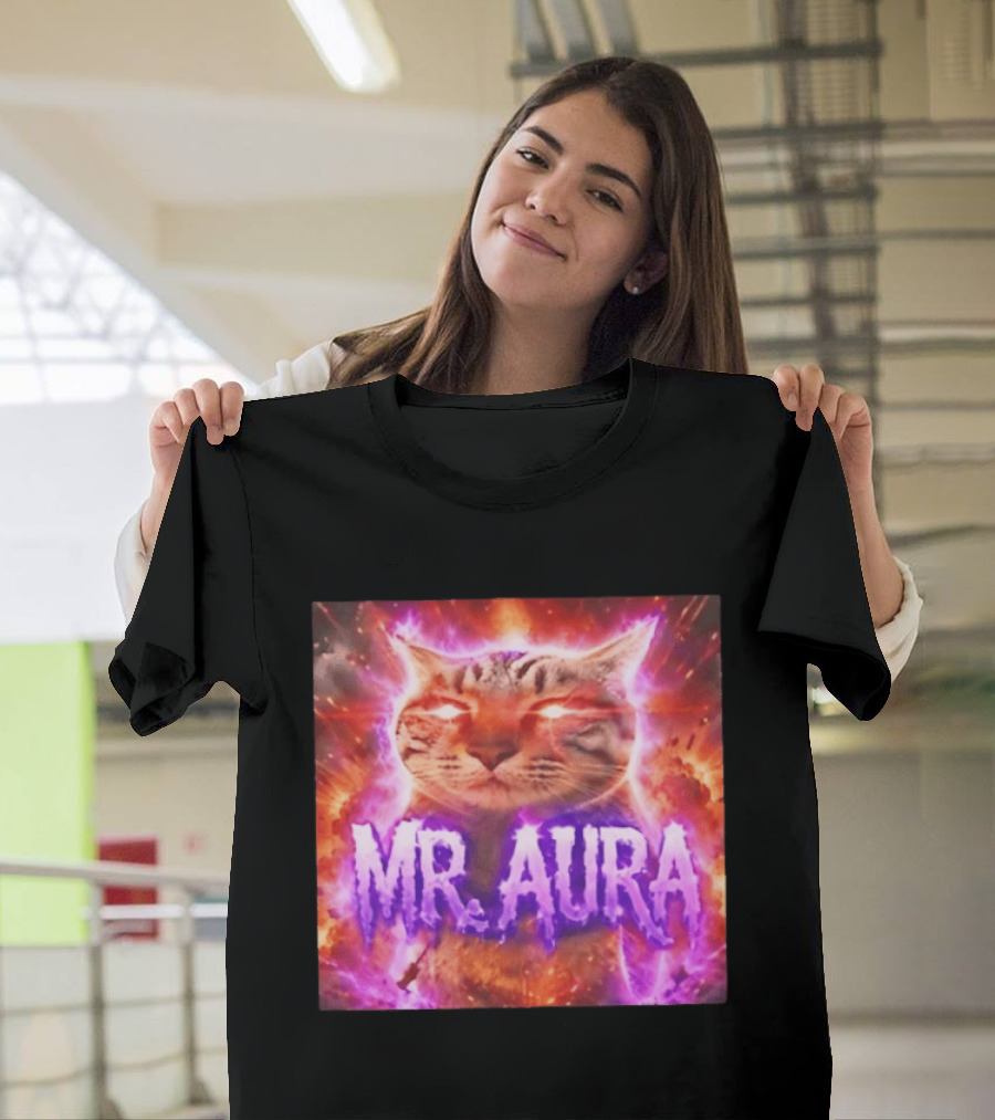 Mr. Aura Cat Fiery Cosmic Internet Culture Phenomenon T-Shirt