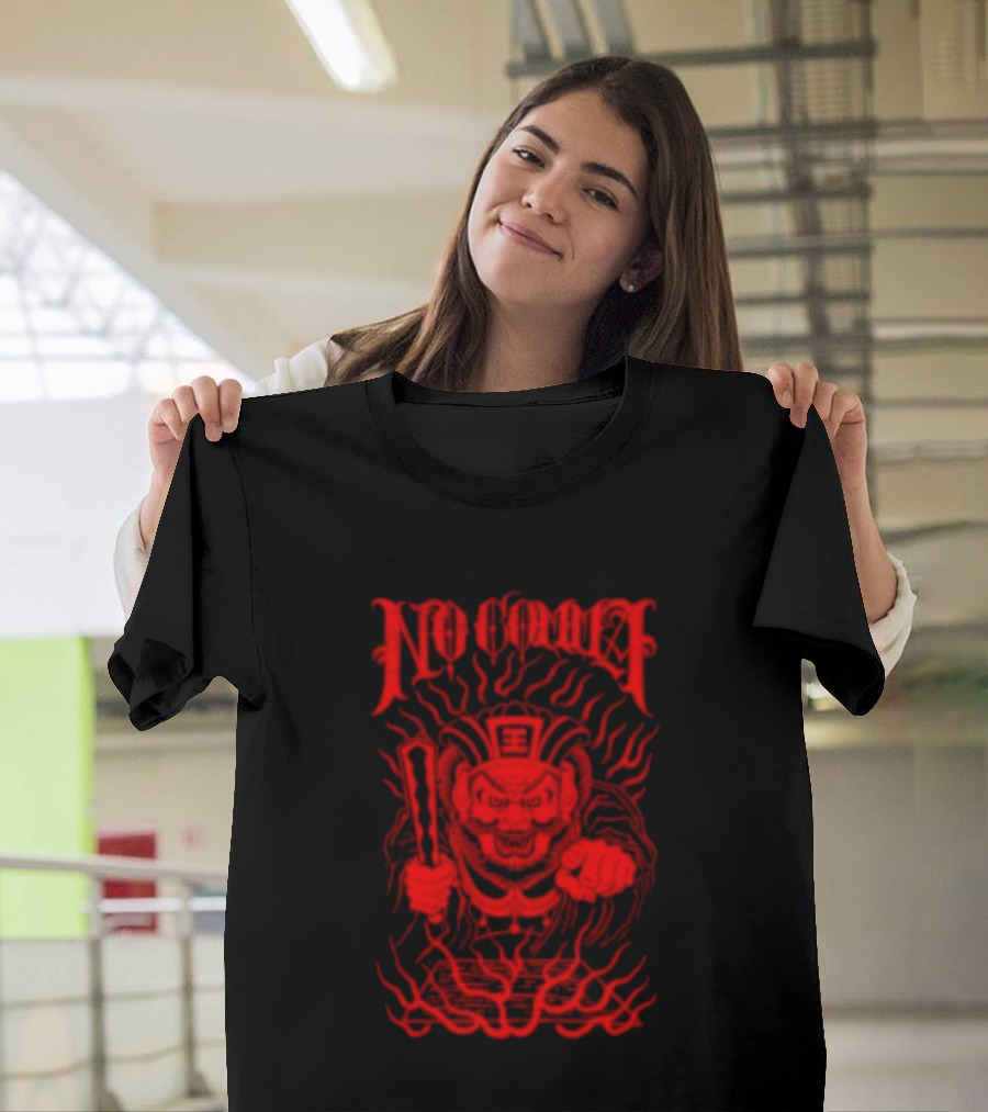 No Comma Demon Warrior Red Streetwear Tiger Mask Samurai T-Shirt