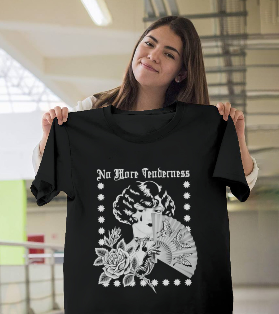 No More Tenderness Gothic Deco Rose Face Fan Butterfly T-Shirt