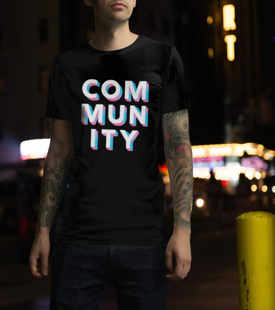 Community Colorful 3D Text Block T-Shirt
