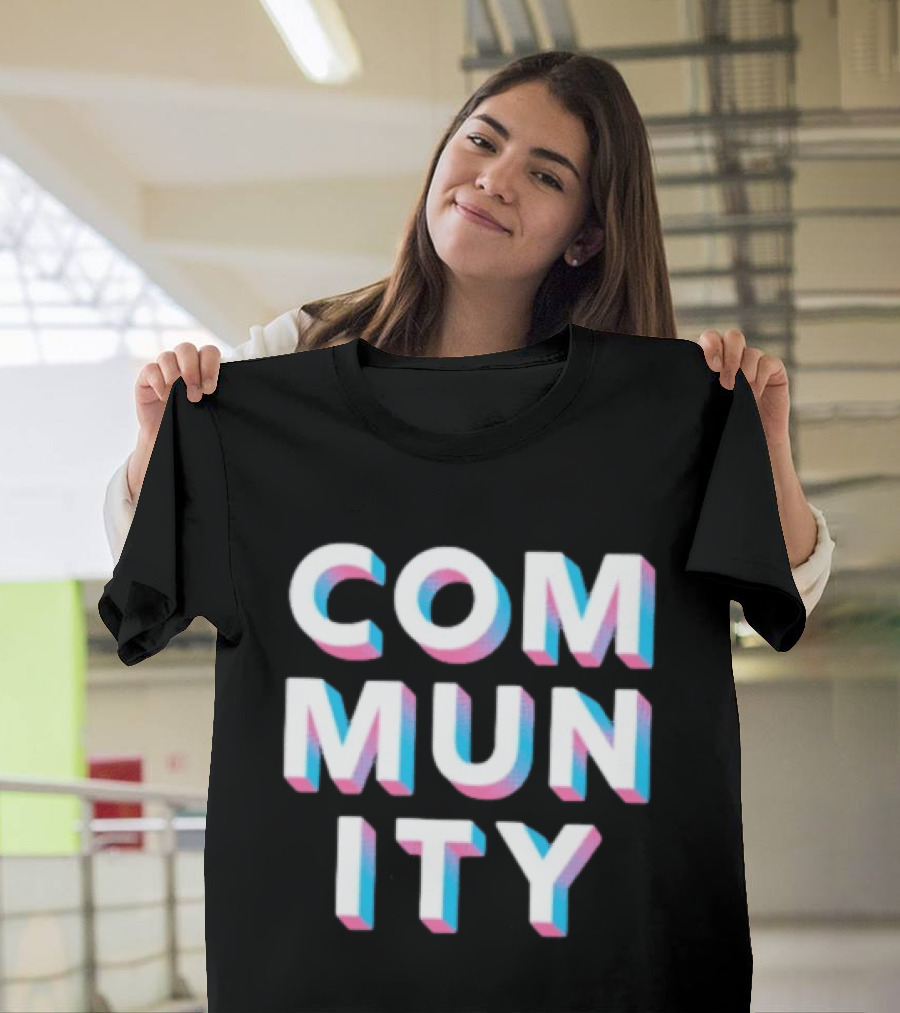 Community Colorful 3D Text Block T-Shirt