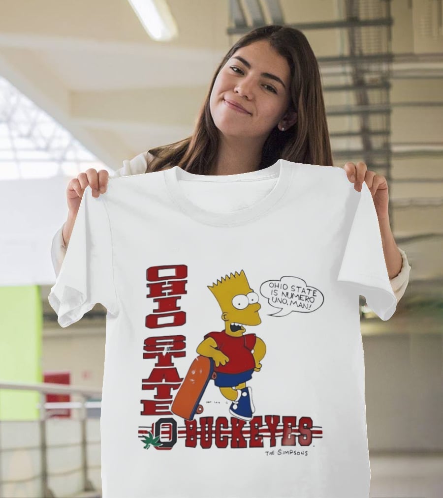 Ohio State Buckeyes Bart Simpson Numero Uno Man Skateboard T-Shirt
