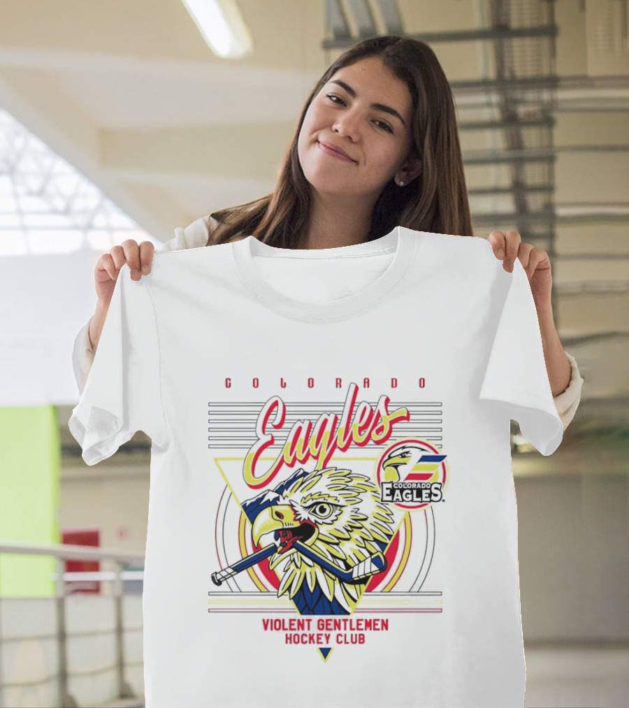 Colorado Eagles Eagle Biting Stick Violent Gentlemen Hockey Club T-Shirt