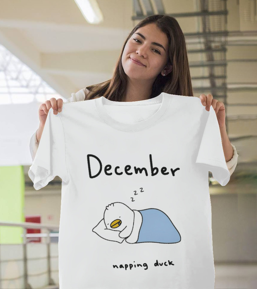 December Cozy Napping Duck Winter Month T-Shirt