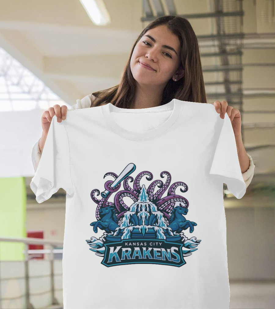 Kansas City Krakens Fountain Octopus Horses Sports Team T-Shirt