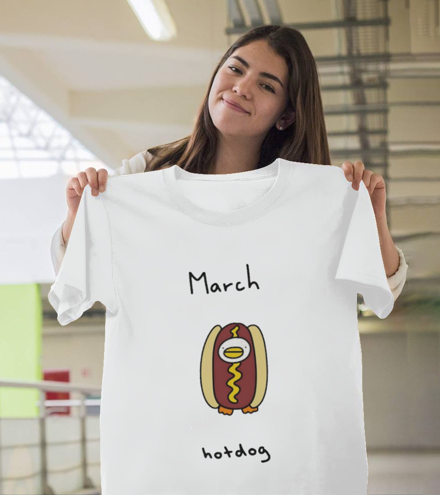 March Hotdog Cartoon Character With Food Animal T-Shirt
