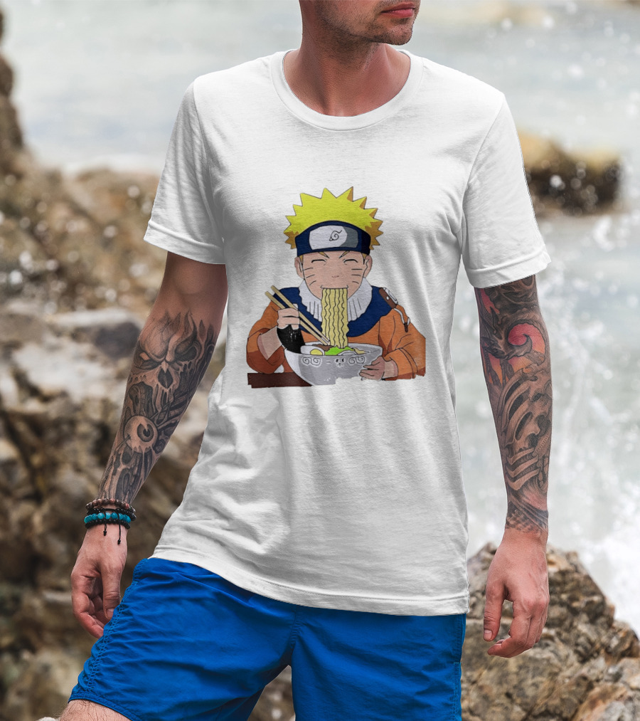 Naruto Uzumaki Ramen Eating Scene Anime Manga Character Popular T-Shirt