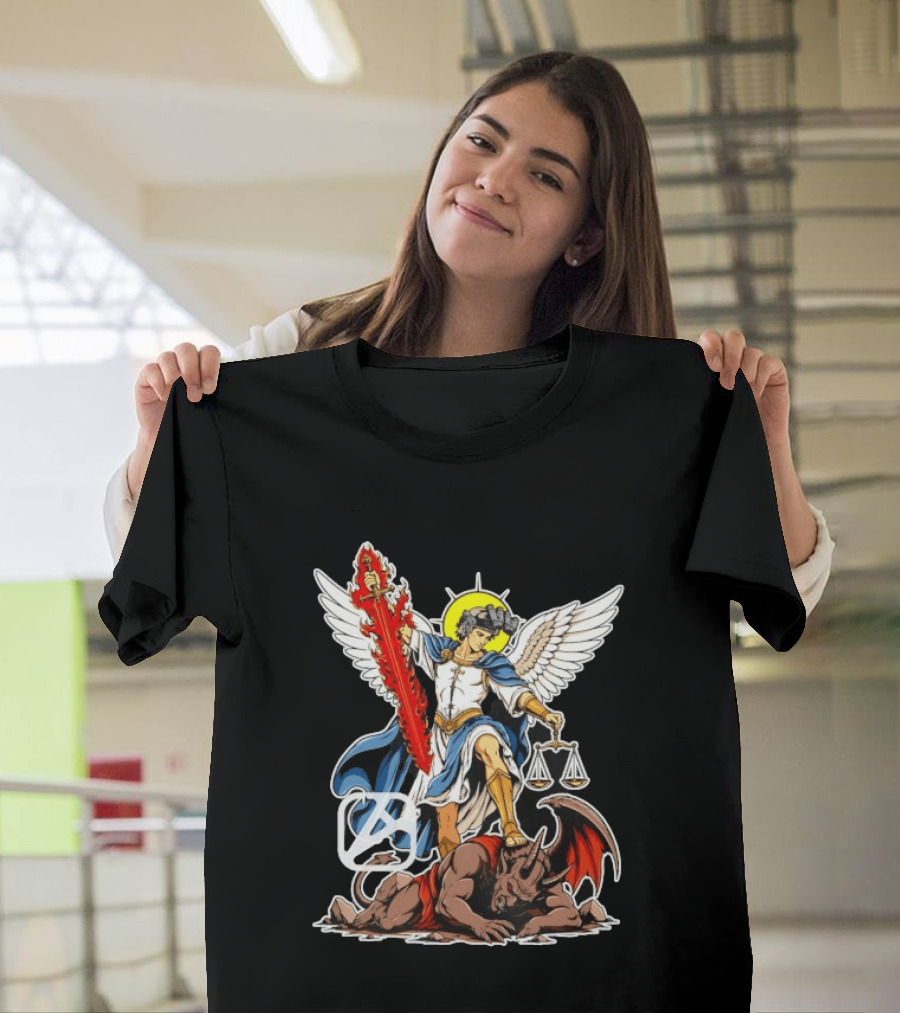Saint Michael Archangel Warrior Flaming Sword Scales Victory Over Evil T-Shirt