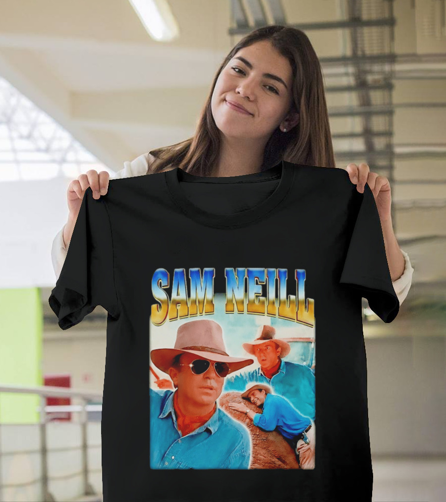 Sam Neill Vintage Style Cowboy Collage T-Shirt