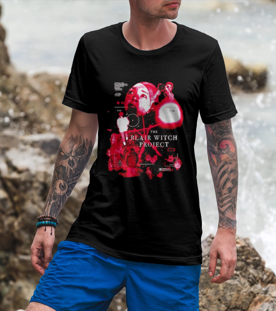 The Blair Witch Project Horror Movie Found Footage Red Overlay Face Montage T-Shirt