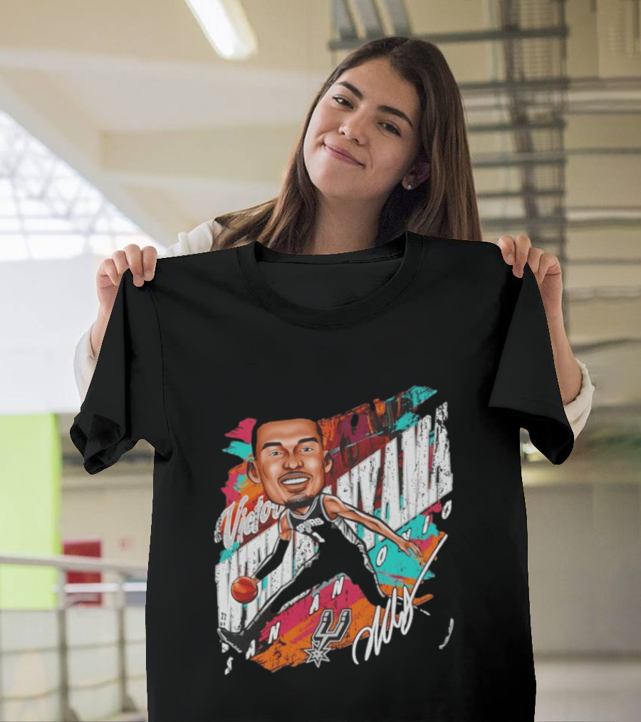 Victor Wembanyama San Antonio Spurs Basketball Cartoon T-Shirt