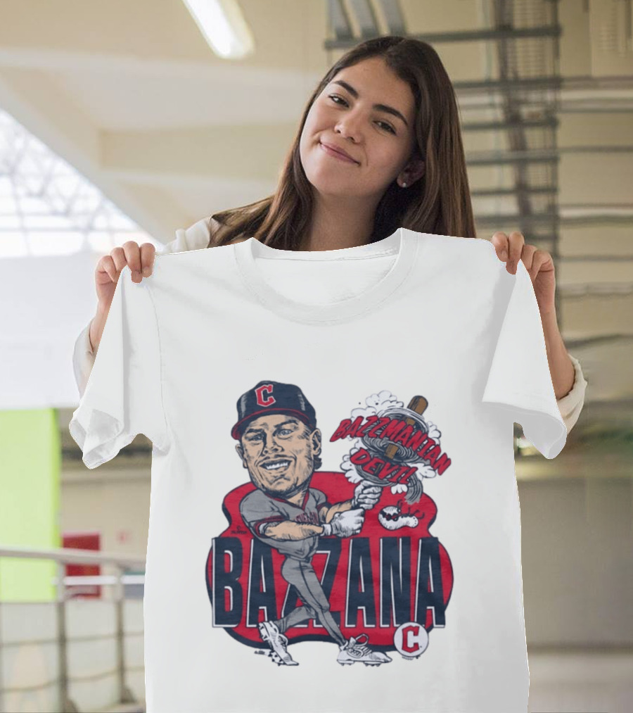 Bazzana Bazzmanian Devil Cleveland Guardians Caricature Baseball Player T-Shirt