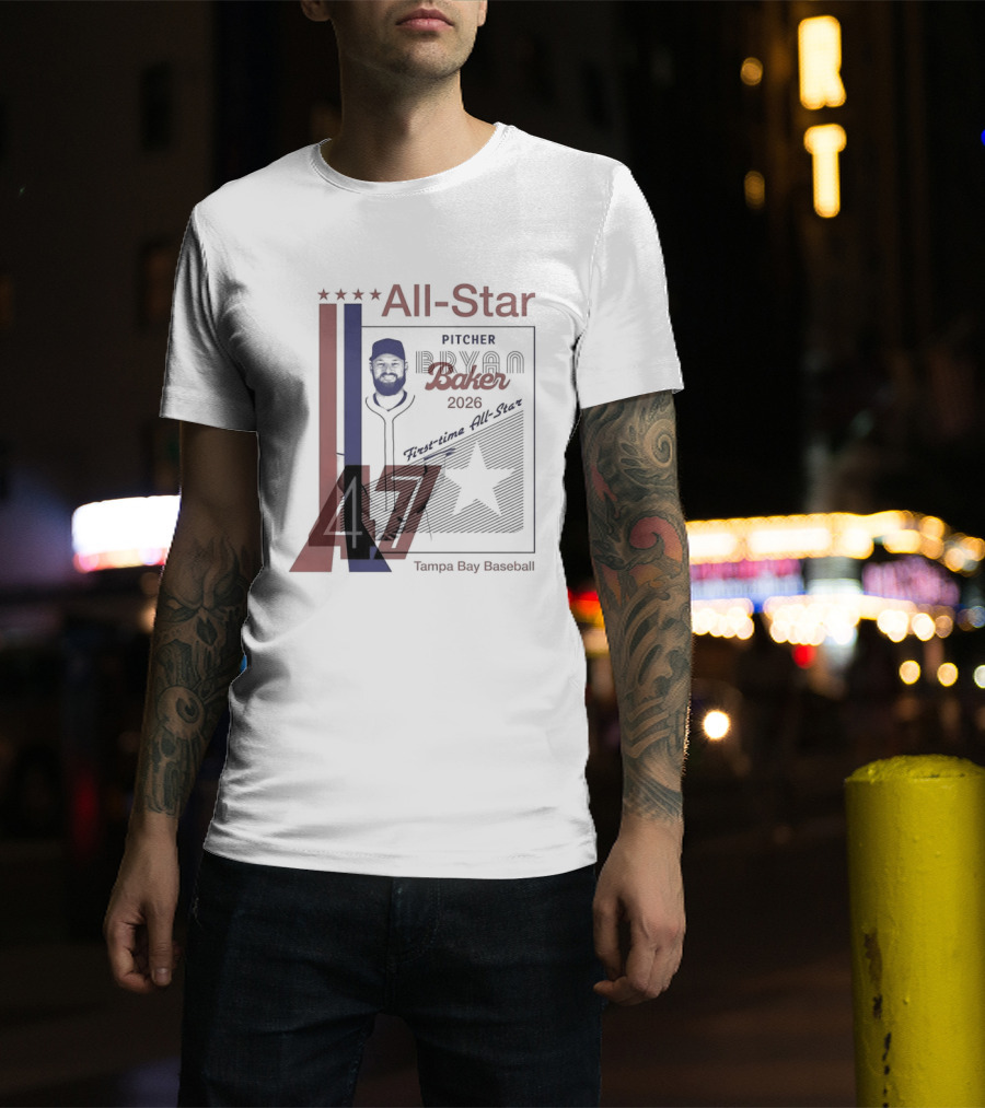 Tampa Bay Rays Bryan Baker 47 Pitcher 2026 MLB All Star T-Shirt