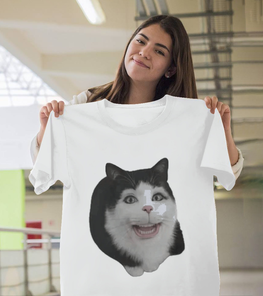 Grinning Cat With Human Teeth T-Shirt