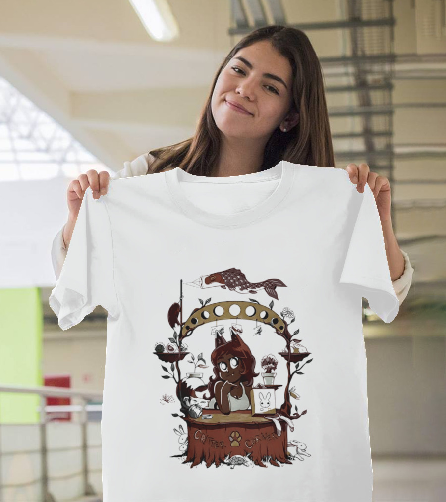 Critter Corner Fox Girl And Rabbits Anime Aesthetic T-Shirt