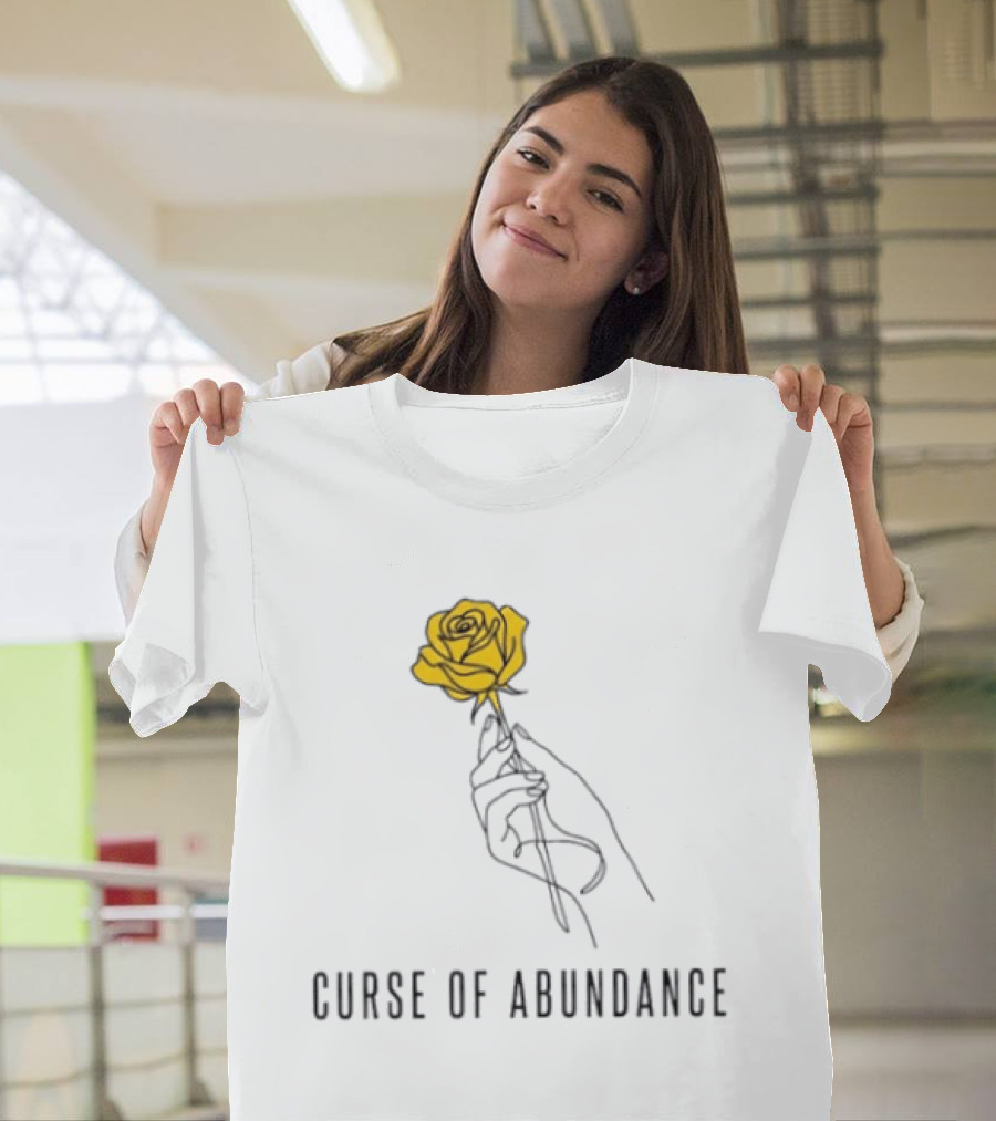 Curse Of Abundance Yellow Rose Hand Minimalist Line T-Shirt