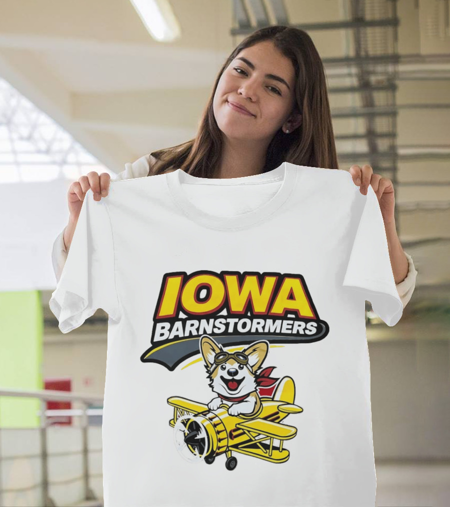 Iowa Barnstormers Corgi Pilot Airplane T-Shirt