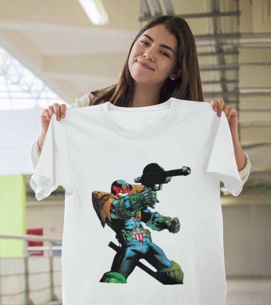 Judge Dredd Lawgiver Comic Book Character With Iconic Helmet T-Shirt