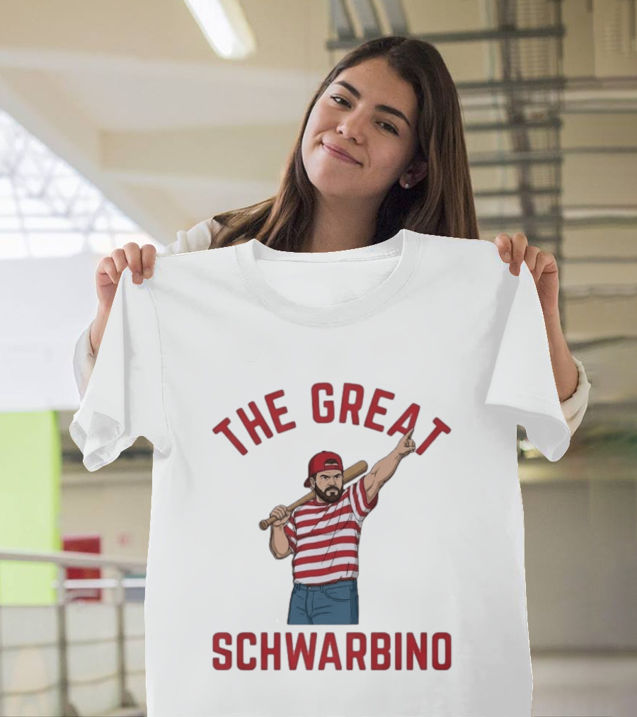 The Great Schwarbino Kyle Schwarber Baseball Tribute Red Striped T-Shirt