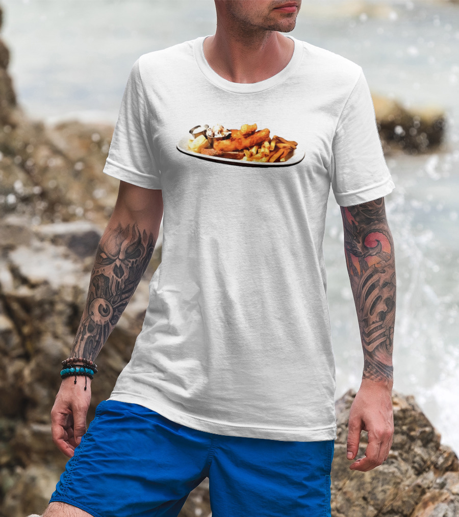 The Fish Fry Crispy Fish With Fries And Tartar Sauce On Plate T-Shirt